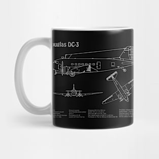 Douglas DC-3 - Airplane Blueprint - PDpng Mug